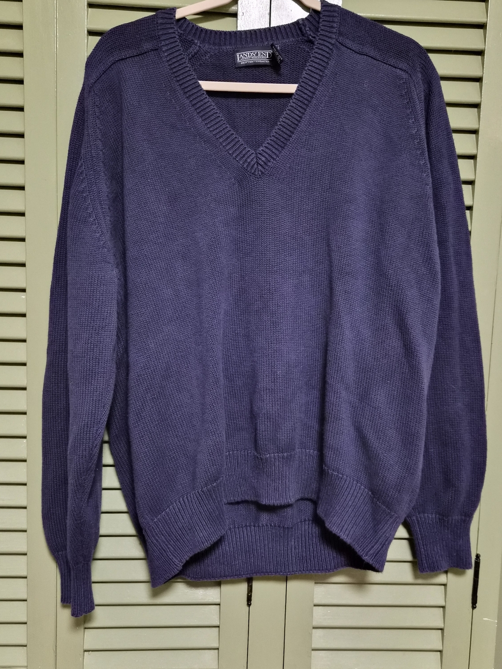 Lands' End Men's V-Neck Sweater in Deep Navy